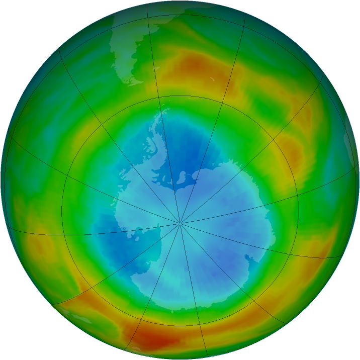 Antarctic ozone map for 09 September 1980